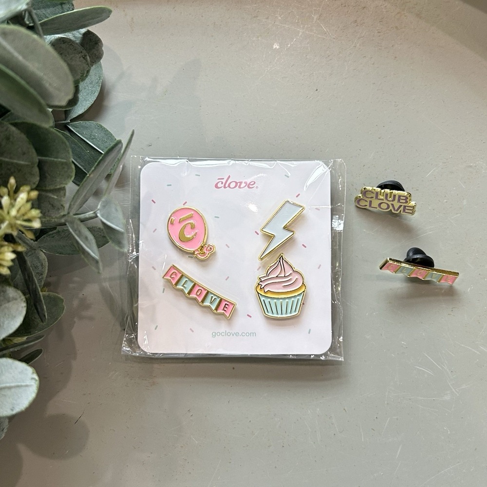 CLOVE‎ 6 Piece Enamel Lapel Pins Lot Cupcake Lightning Bolt Balloon And More NEW